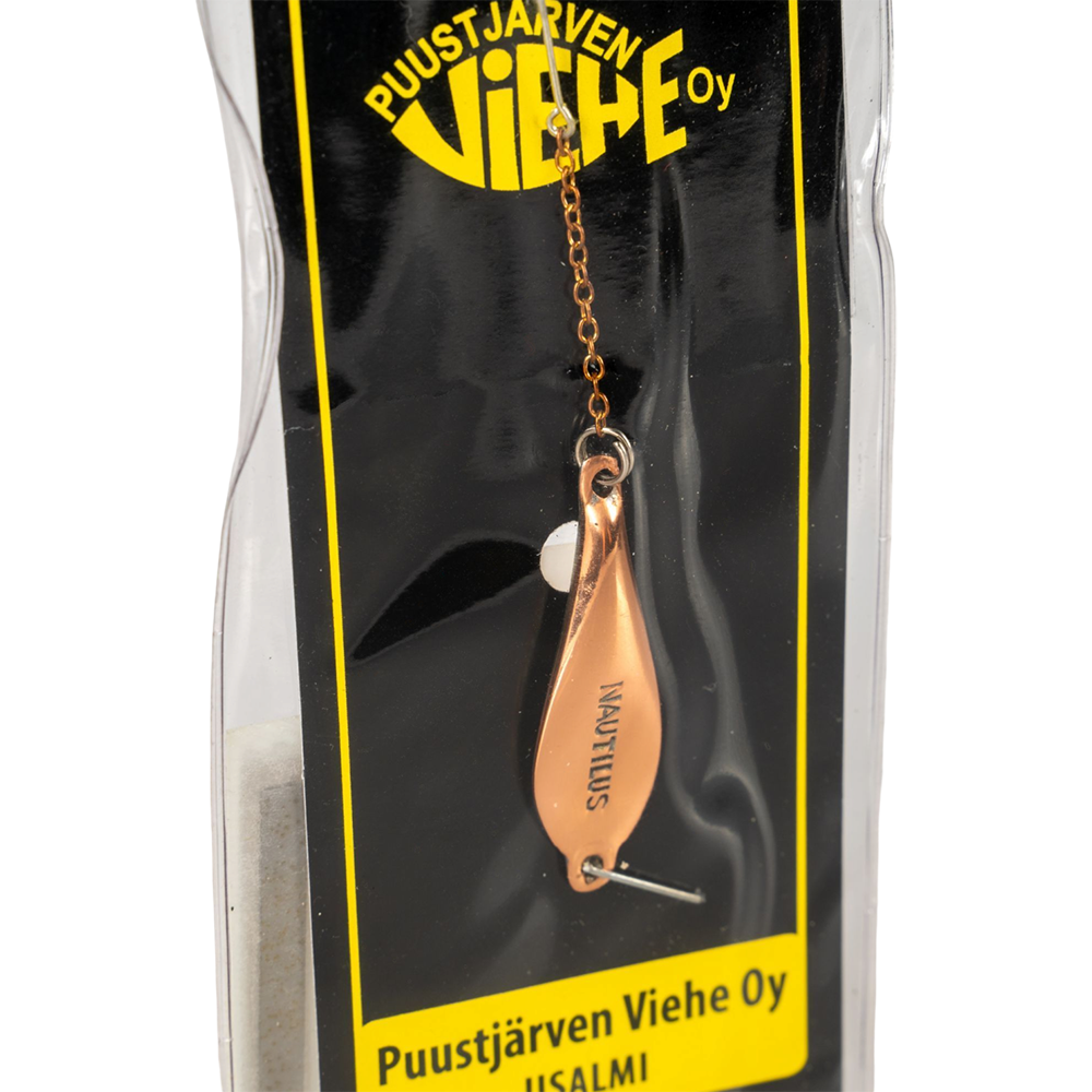 Блесна Puustjarven Nautilus 40мм, 5гр, цвет (Hop/Kup) цепочка-крючок. Фото №2