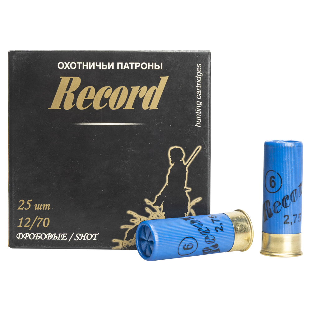 Патрон "Рекорд" (бесконтейнерный) увеличенная осыпь 12/70 №6 32 гр. NEW (пачка 25 шт, короб. 250 шт). Фото №1