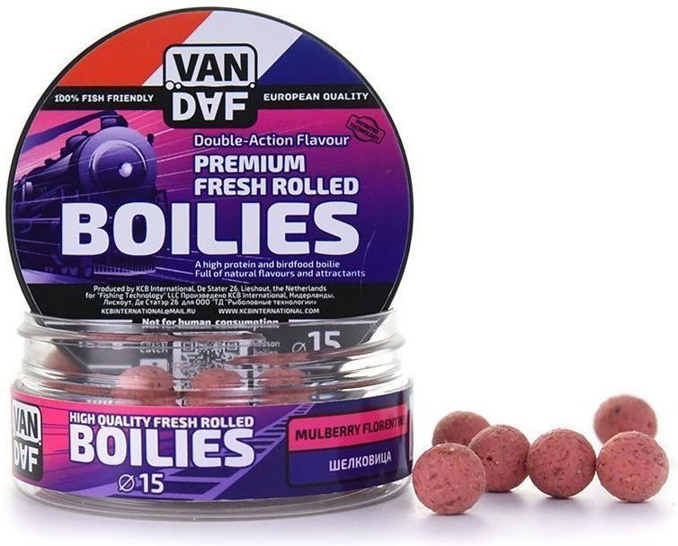 Бойлы VAN DAF Mullberry Florentine - Шелковица, 15 мм, розовый, 100 г.. Фото №1
