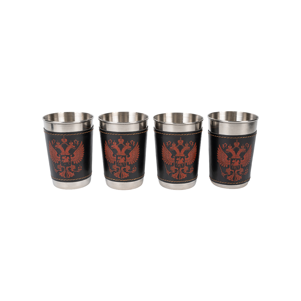 Набор из 4-х рюмок  герб Россия кожанный чехол  FS80-41KN4. Фото №2