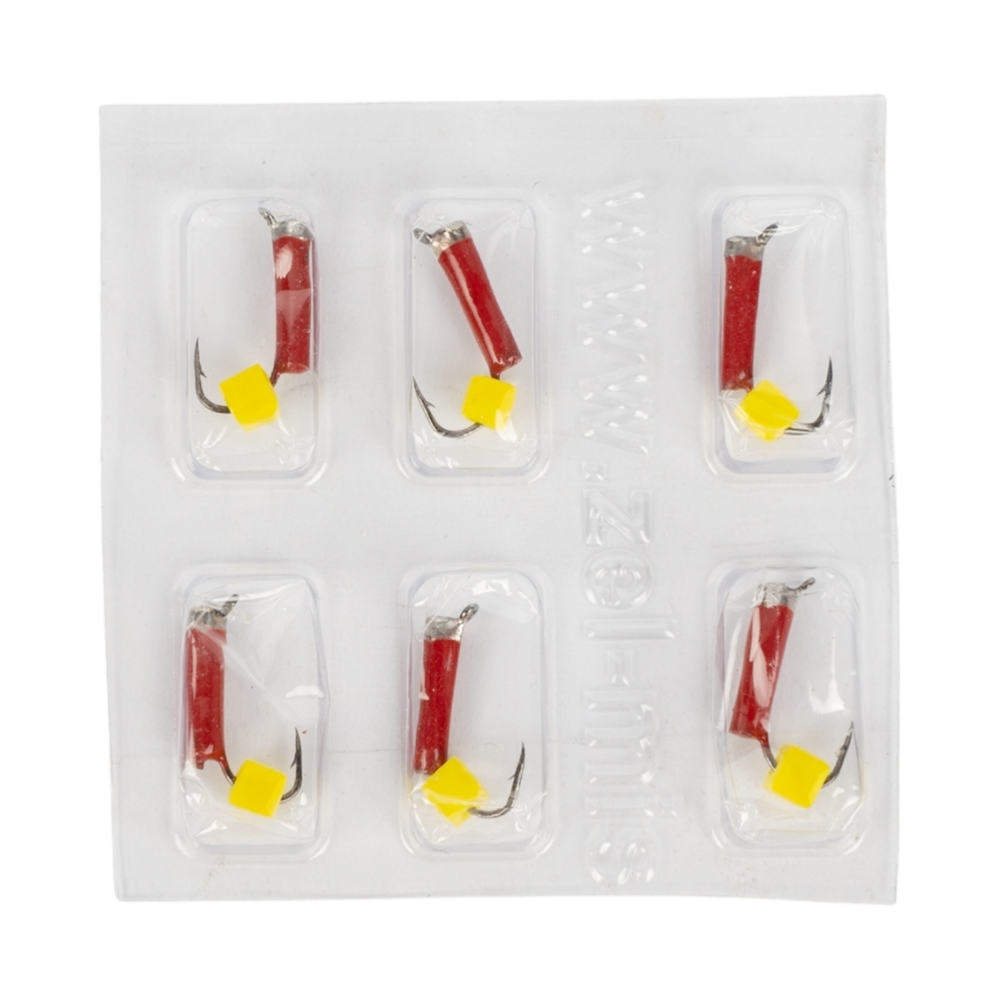 Мормышка вольфрамовая Зеленый мыс "Столбик с колпачком" красный d1,5 куб сыр (15шт. упак.). Фото №1