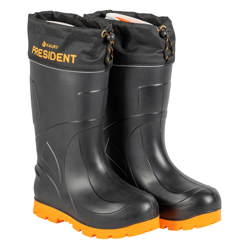 Сапоги KAURY PRESIDENT ЭВА (подошва ПУ, с манжетой, утепленные, PW черно-орнанжевый) р. 43/44. Фото №1