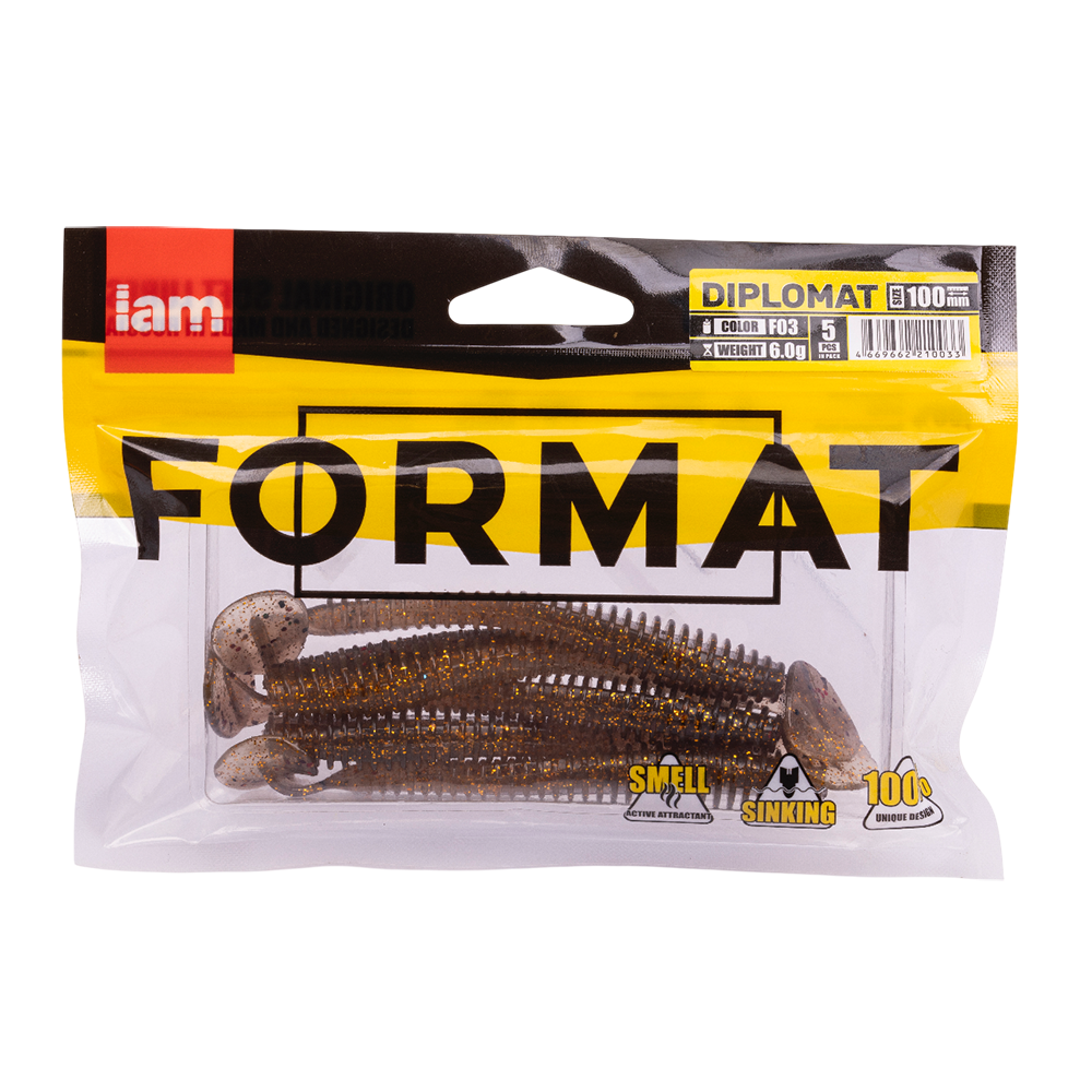 Силиконовая приманка FORMAT DIPLOMAT 100mm, цвет F03, (5шт). Фото №5 Силиконовая приманка FORMAT DIPLOMAT 100mm, цвет F03, (5шт). Фото №5
