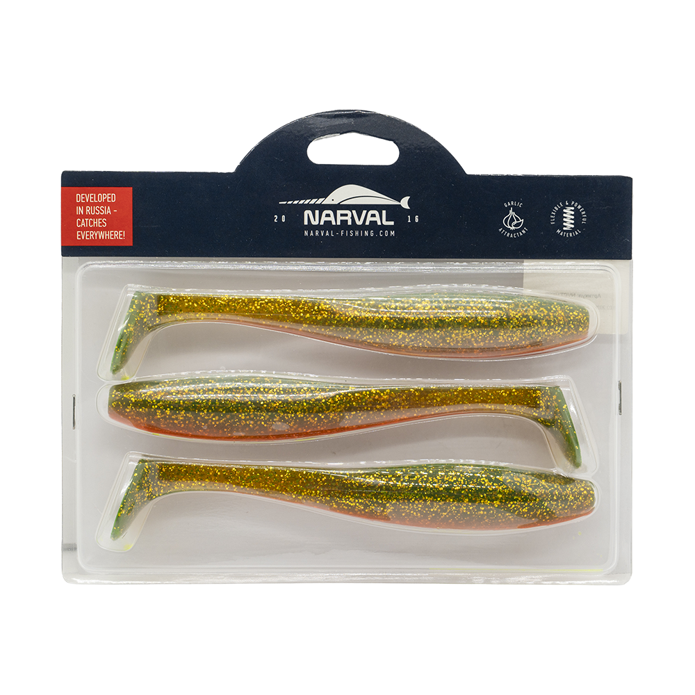 Приманка силиконовая Narval Choppy Tail 180мм, (3шт. упак.) цвет (#005) Magic Motoroil. Фото №2