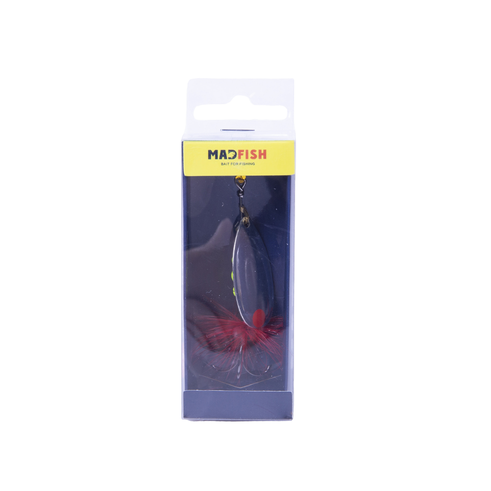 Блесна вращающаяся MADFISH Aglia №4, 9гр, цвет (Silver-red-dot). Фото №1