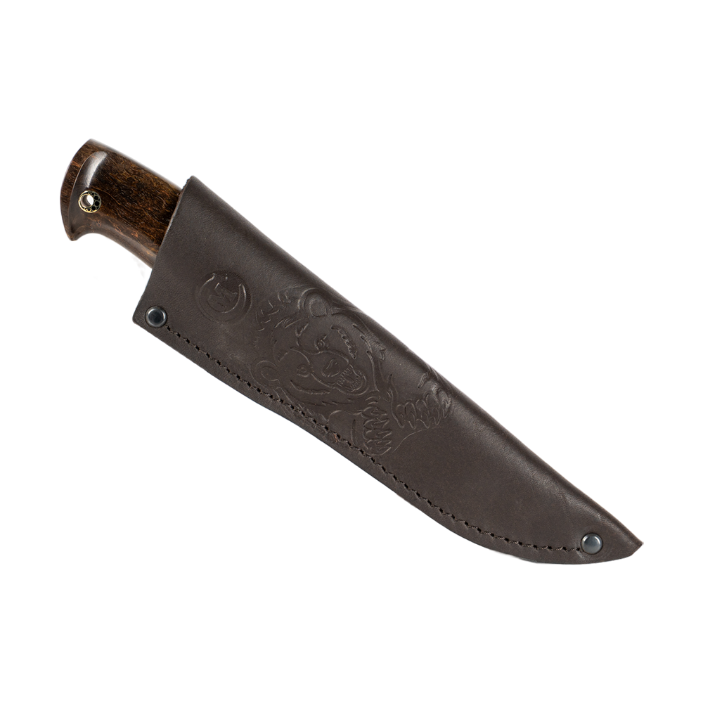 Нож МС "Соболь" сталь М390, мельхиор, рукоять из стабилизированной карельской березы (набор). Фото №8