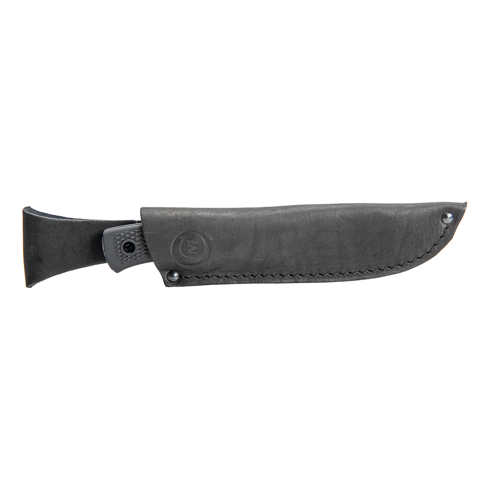 Нож Соболь 1, клинок Х12МФ, след ковки, рукоять Elastron (черный). Фото №1