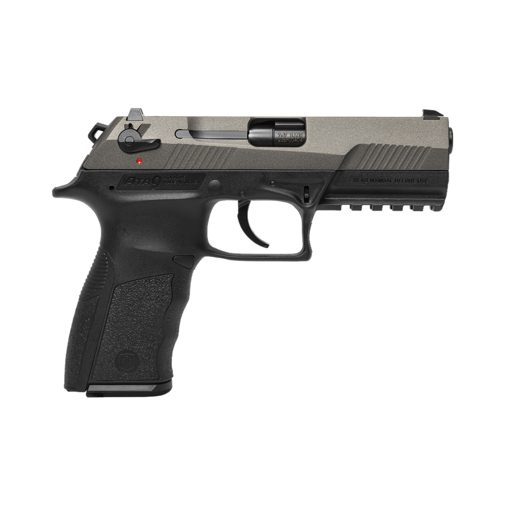 Пистолет АТА9 калибр 9*19 мм, Tungsten, вольфрамовый затвор, черная рамка. Фото №1