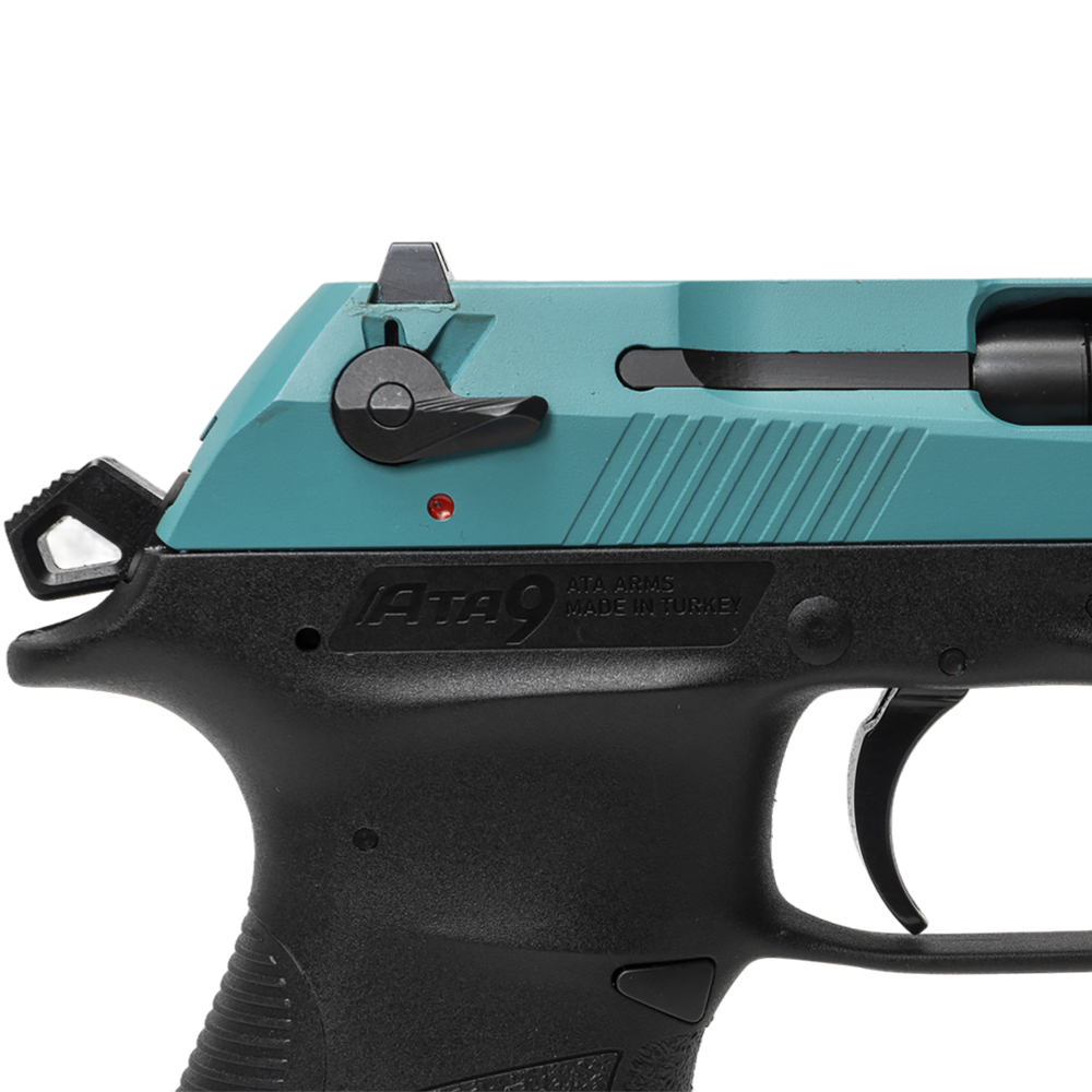 Пистолет АТА9 калибр 9*19 мм, Bosphorus, голубой затвор, черная рамка. Фото №8 Пистолет АТА9 калибр 9*19 мм, Bosphorus, голубой затвор, черная рамка. Фото №8