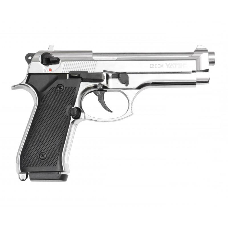 Пистолет охолощенный RETAY MOD92, (Beretta 92), Никель, калибр 9mm. P.A.K. Фото №1 Пистолет охолощенный RETAY MOD92, (Beretta 92), Никель, калибр 9mm. P.A.K. Фото №1