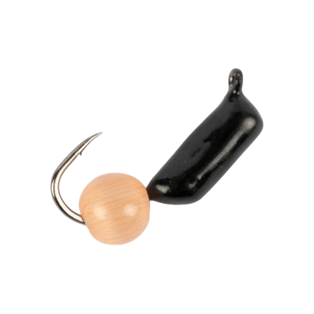 Мормышка вольфрамовая Trye Weight черная "Гвоздешарик" d2,0мм кошачий глаз, красный (10шт). Фото №2