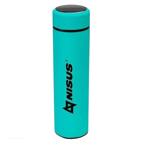 Термос N.TM-049-T 450ML с термодатчиком бирюзовый NISUS. Фото №1