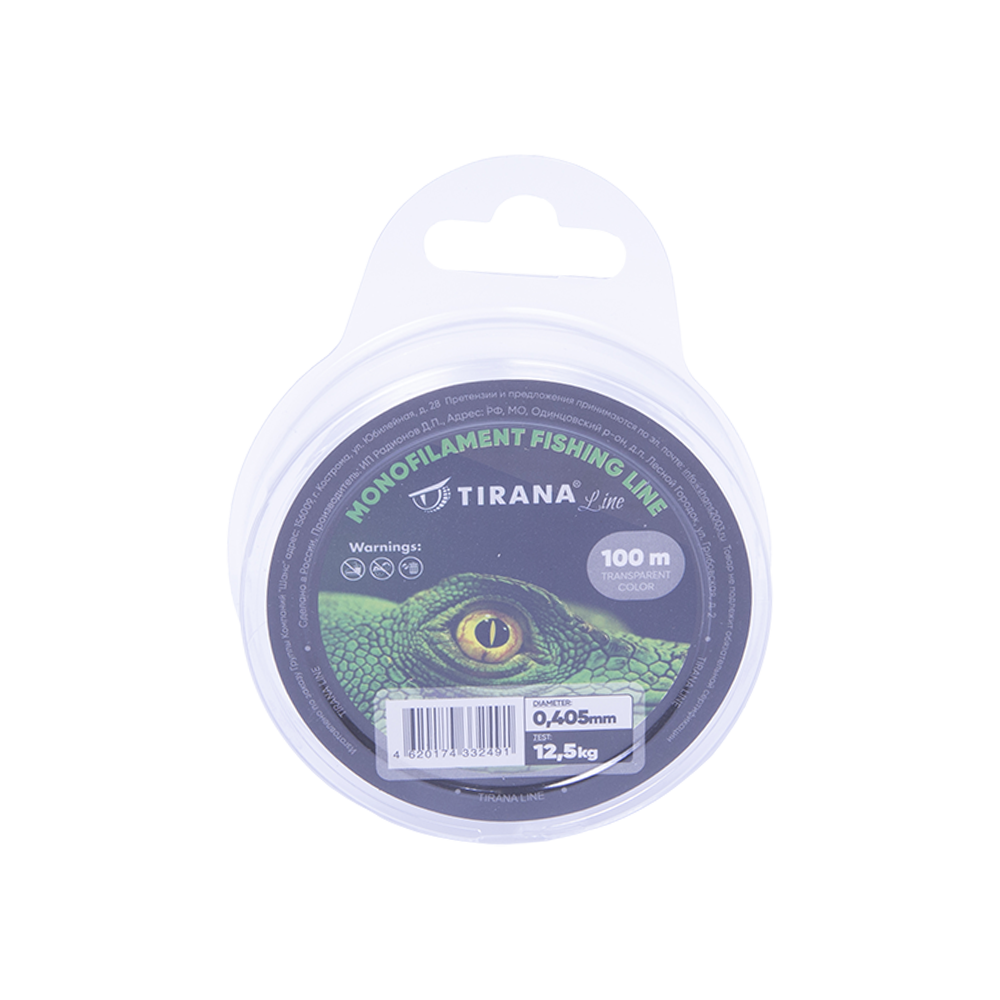 Леска монофильная прозрачная TIRANA LINE 100м - 0,405. Фото №1 Леска монофильная прозрачная TIRANA LINE 100м - 0,405. Фото №1