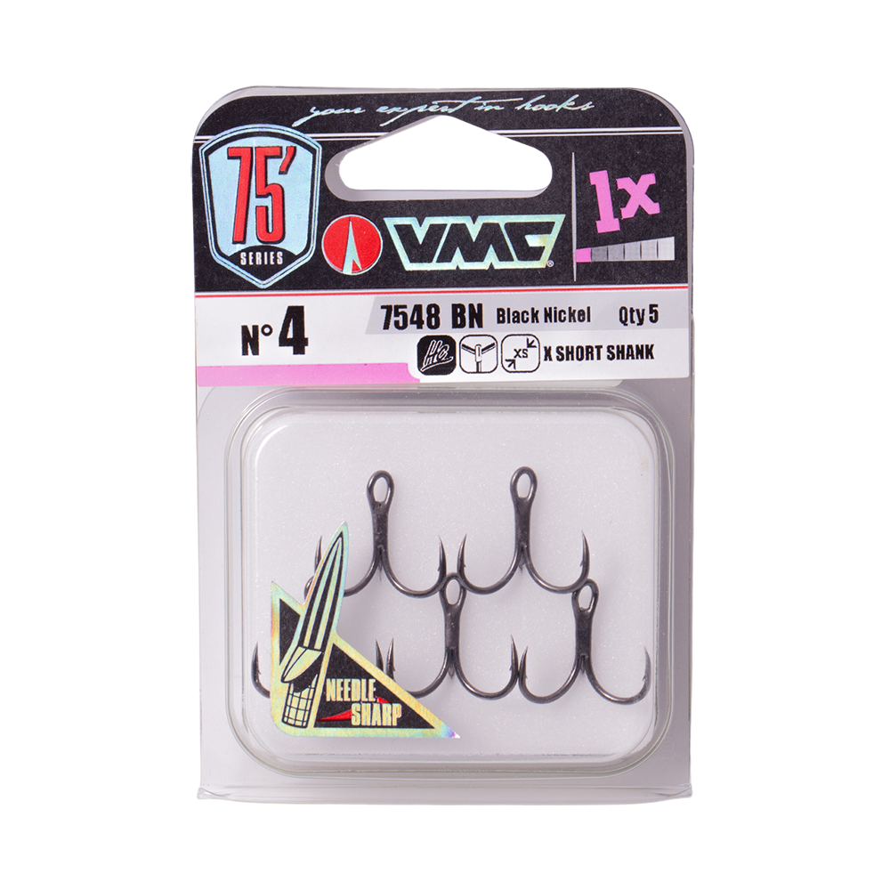 Крючок тройной VMC 7548 BN №4, черный никель (5шт. упак.). Фото №1 Крючок тройной VMC 7548 BN №4, черный никель (5шт. упак.). Фото №1