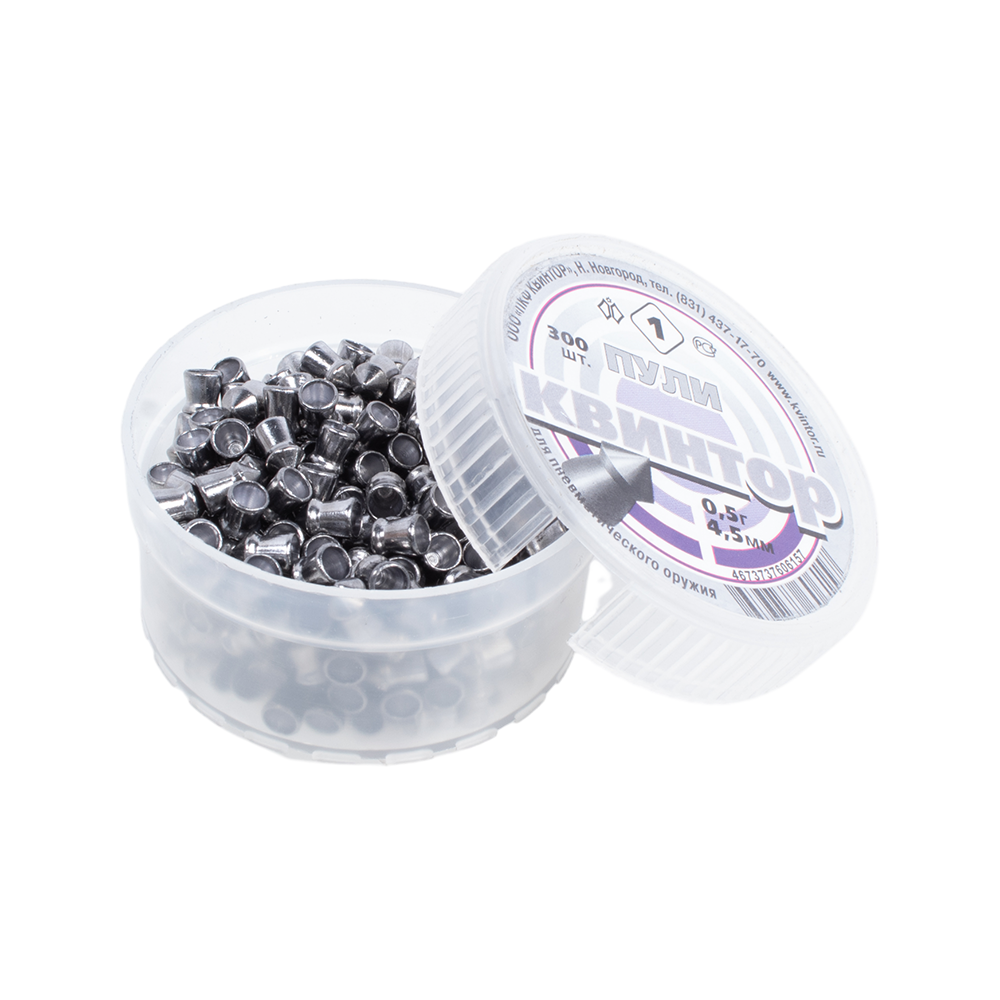 Пуля пневматическая "Квинтор №1" калибр 4,5мм (300 шт.) острая головка (100 в упаковке). Фото №2 Пуля пневматическая "Квинтор №1" калибр 4,5мм (300 шт.) острая головка (100 в упаковке). Фото №2