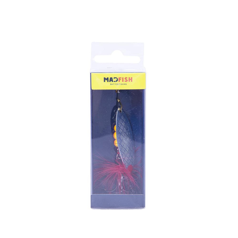 Блесна вращающаяся MADFISH Aglia Long №3, 11,5гр, цвет (Silver-red-dot). Фото №1