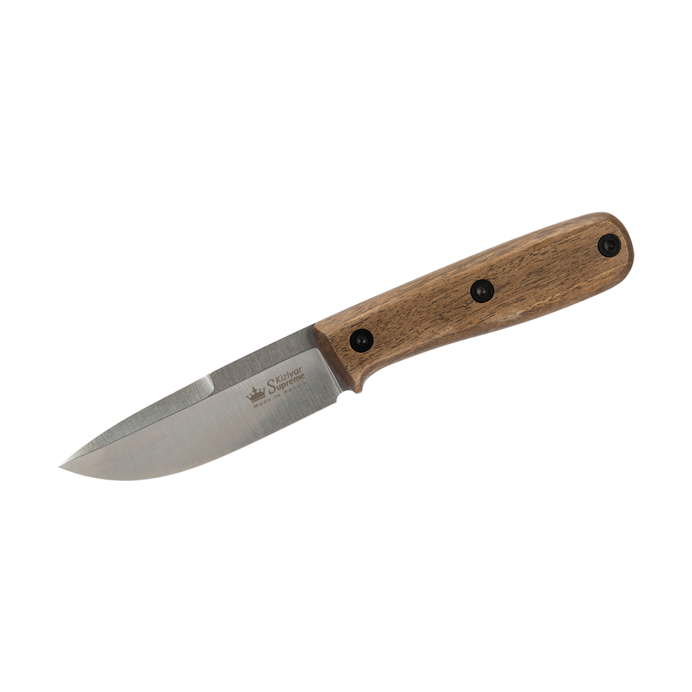 Нож Kizlyar Supreme Colada AUS-8 sw wh ls (StoneWash, Walnut Handle, Leather Sheath). Фото №1