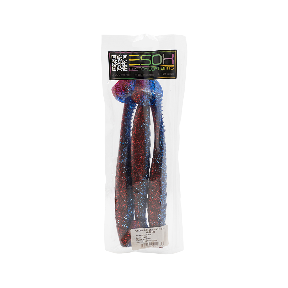 Виброхвост Esox Gekasa 6.9" 175мм, (3шт. упак.) цвет DC019. Фото №1