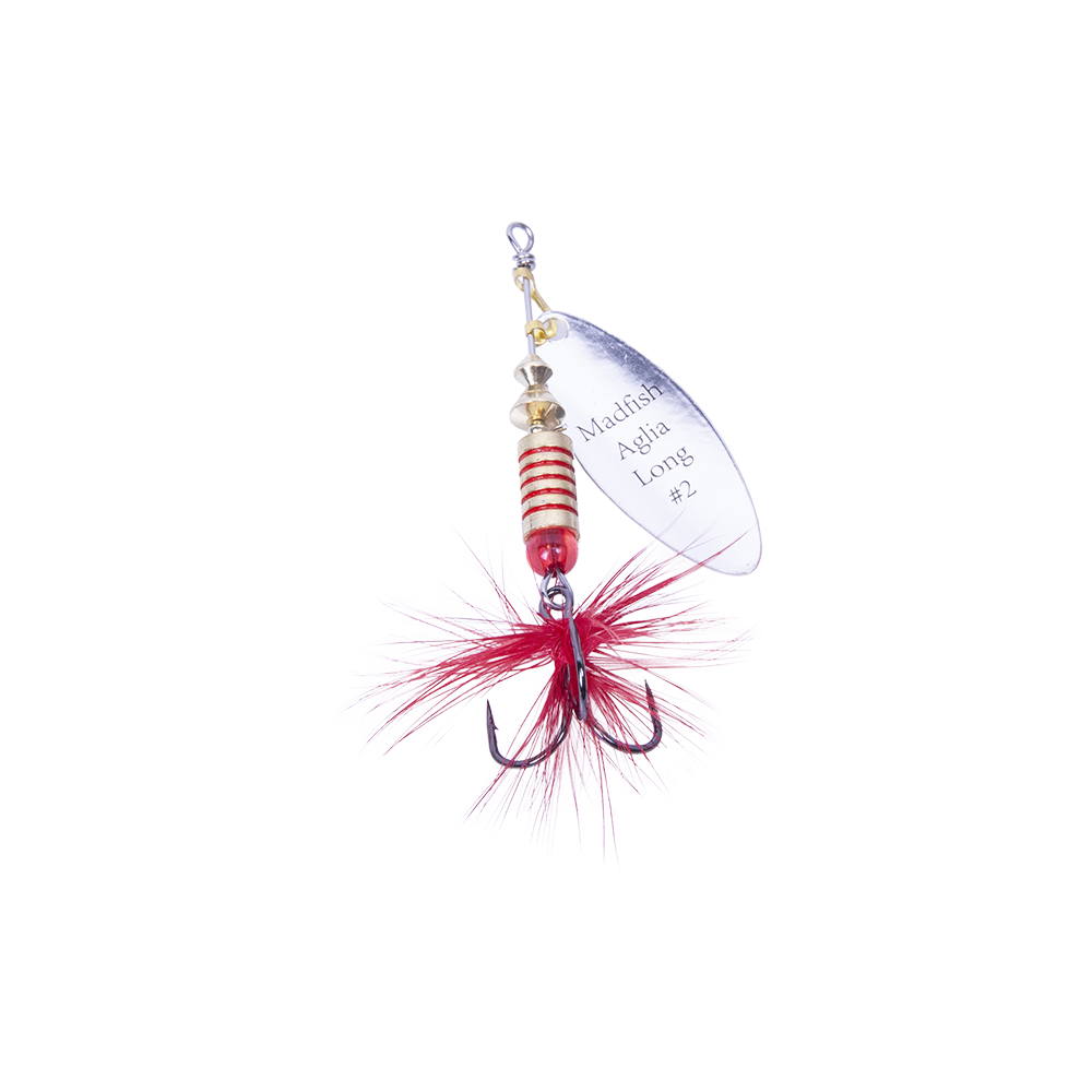 Блесна вращающаяся MADFISH Aglia Long №2, 7гр, цвет (Silver-red-dot). Фото №4