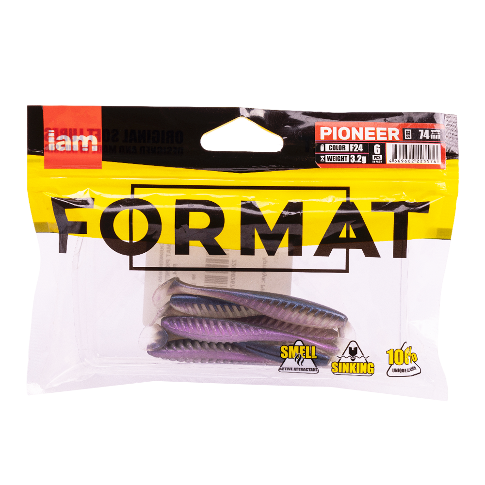 Силиконовая приманка FORMAT PIONEER 74mm, цвет F24, (6шт). Фото №5