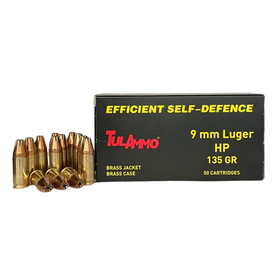 Патрон нарезной пистолетный ТПЗ Luger 9х19 HP 135gr.лат./об.лат. (50шт) . Фото №2
