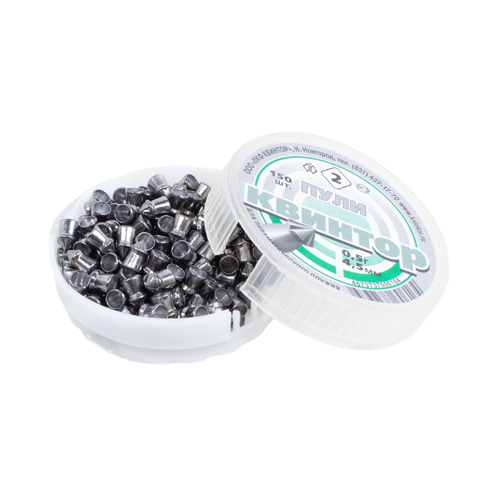 Пуля пневматическая "Квинтор №2" калибр 4,5мм (150 шт.) острая головка с насеч. (160 в упаковке). Фото №2 Пуля пневматическая "Квинтор №2" калибр 4,5мм (150 шт.) острая головка с насеч. (160 в упаковке). Фото №2