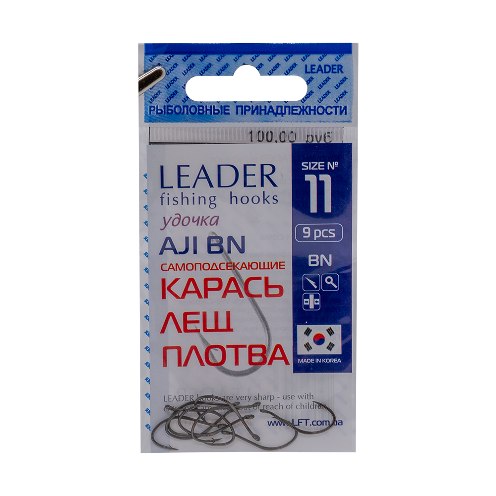 Крючки Leader AJI BN,Самоподсекающие №11 (9шт). Фото №1 Крючки Leader AJI BN,Самоподсекающие №11 (9шт). Фото №1