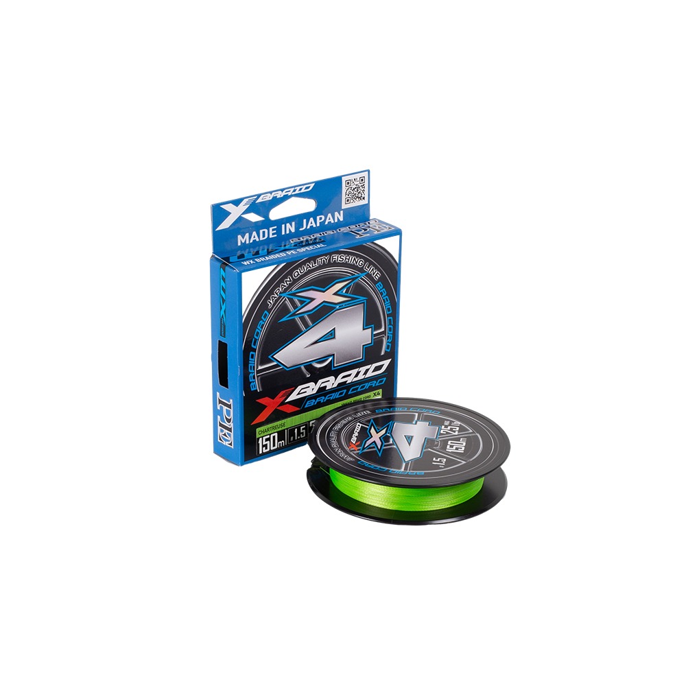 Плетёный шнур YGK X-Braid Braid Cord X4 150m Chartreuse #1.5, 0.205мм, 25lb, 11.3кг. Фото №4 Плетёный шнур YGK X-Braid Braid Cord X4 150m Chartreuse #1.5, 0.205мм, 25lb, 11.3кг. Фото №4