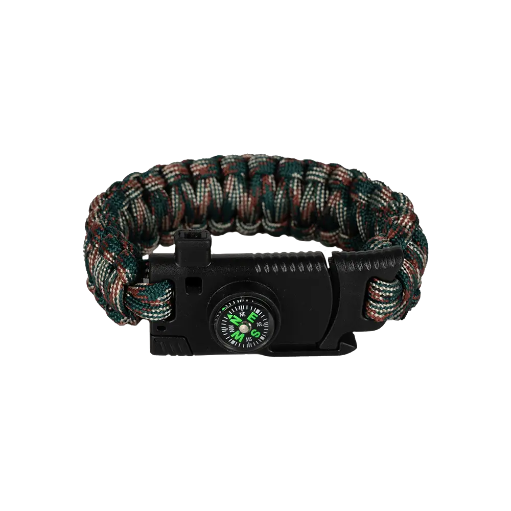 Браслет "СЛЕДОПЫТ" из паракорда со свистком, компасом, лезвием и огнивом, 26х2 см. Фото №1