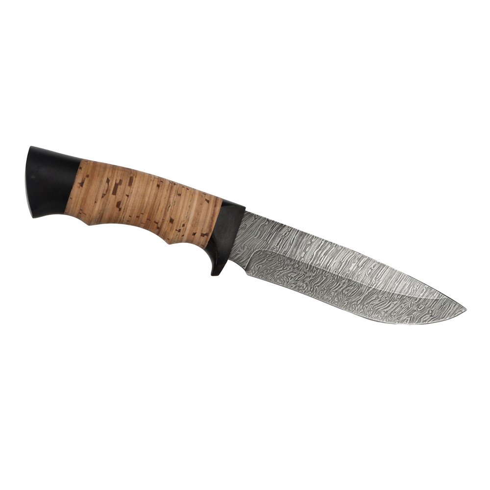 Нож МС Близнец, клинок дамаск, рукоять береста, граб. Фото №2 Нож МС Близнец, клинок дамаск, рукоять береста, граб. Фото №2