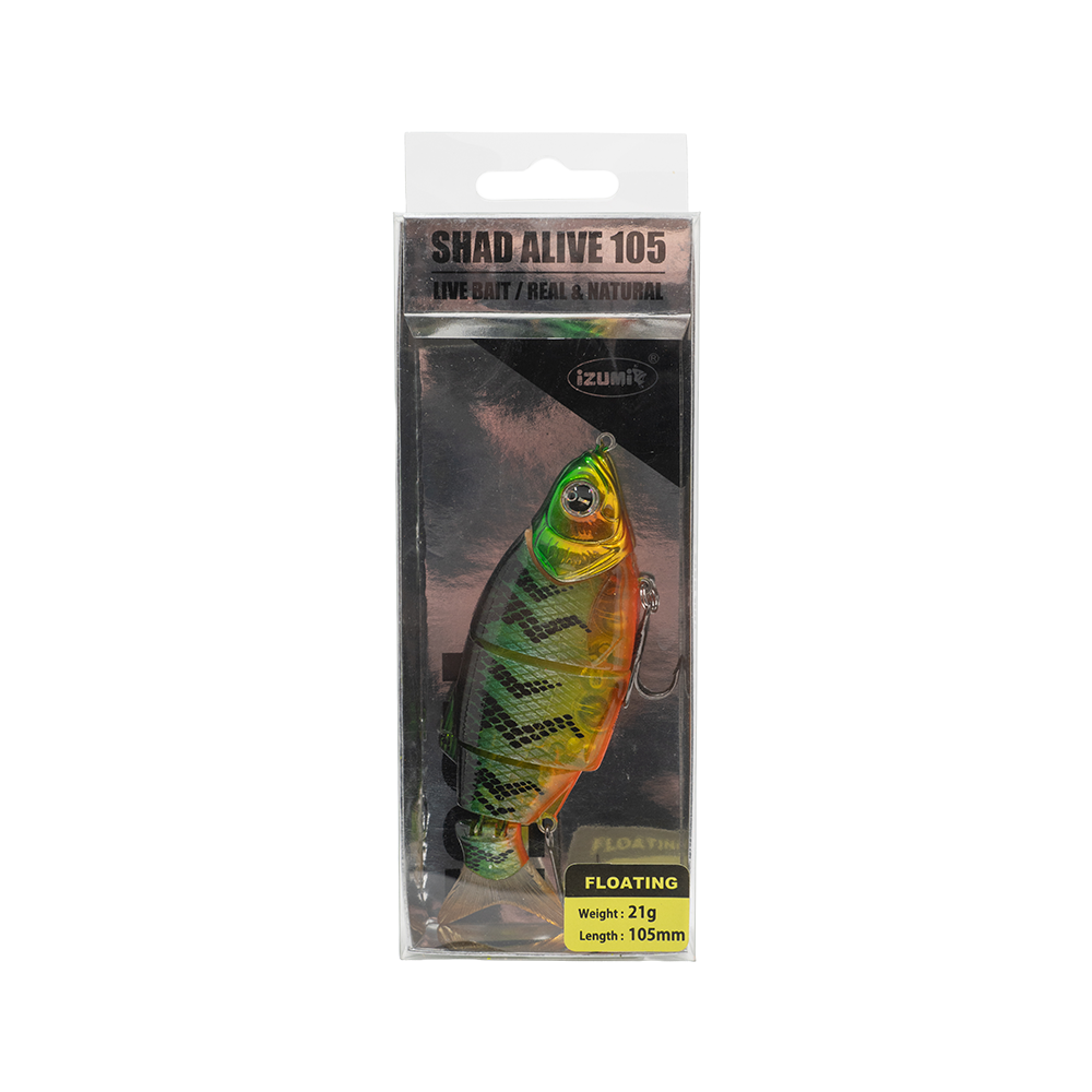 Воблер IZUMI 5 section white fich 105 (FLOATING) вес 21 гр, заглубление (0м-0,2м), цвет 11/27. Фото №1