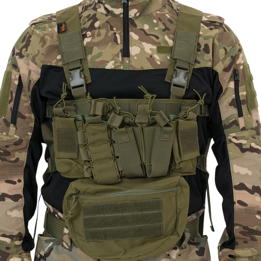 Разгрузка Remington нагрудная тактическая с подсумкой Rifle Tactical Vest Army Green. Фото №2