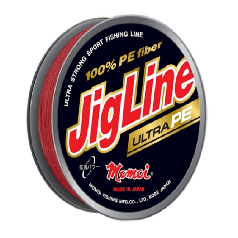 Плетеный шнур Momoi 4-х прядный JigLine Ultra PE 0,16мм/100м, 12,0кг, красный. Фото №1