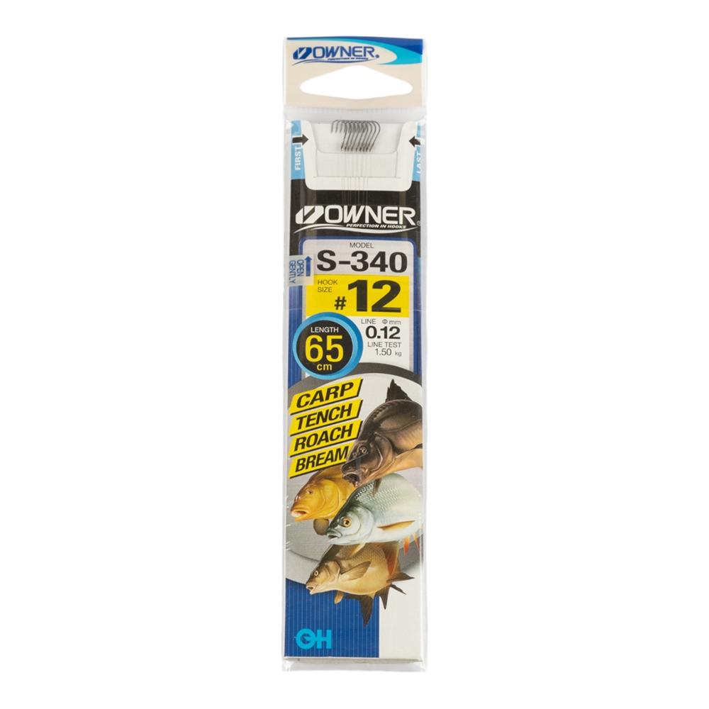 Крючок с поводком OWNER S-340 №12 (10шт.). Фото №1