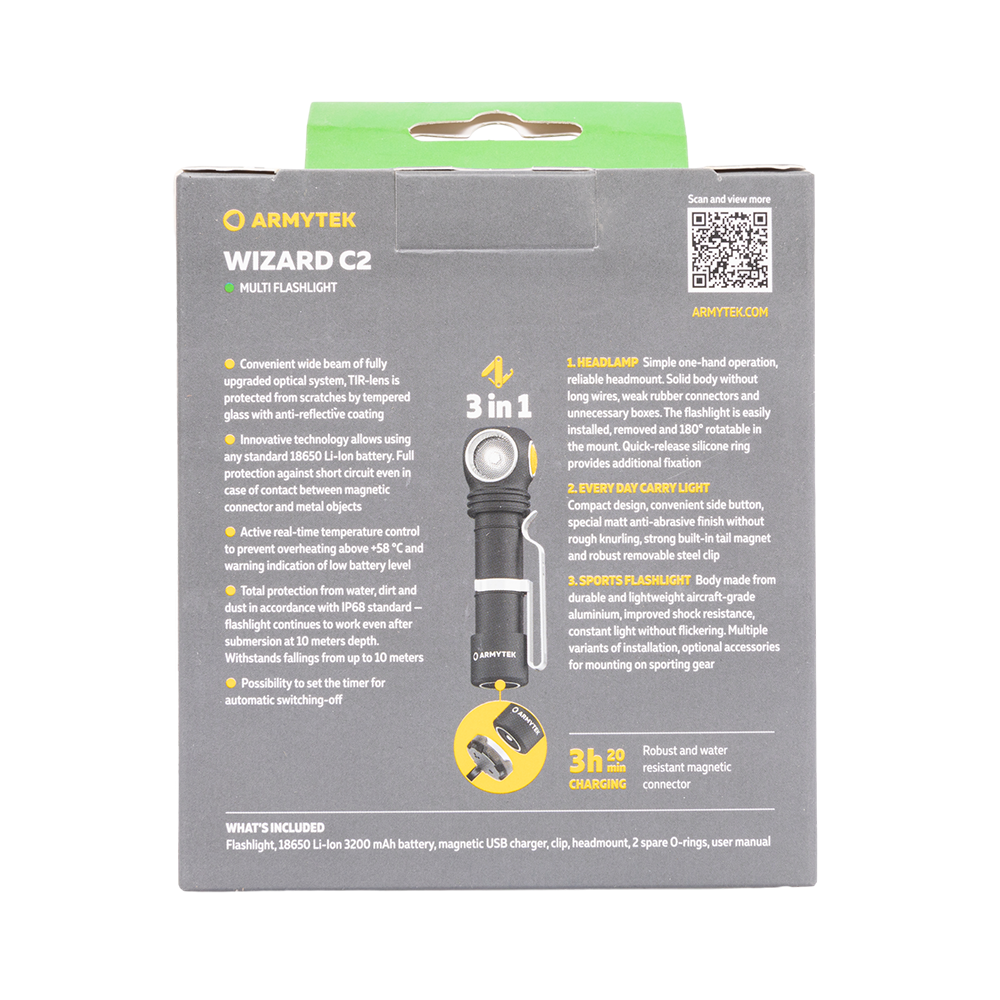 Фонарь Armytek Wizard C2 Magnet USB Телый. Фото №2 Фонарь Armytek Wizard C2 Magnet USB Телый. Фото №2