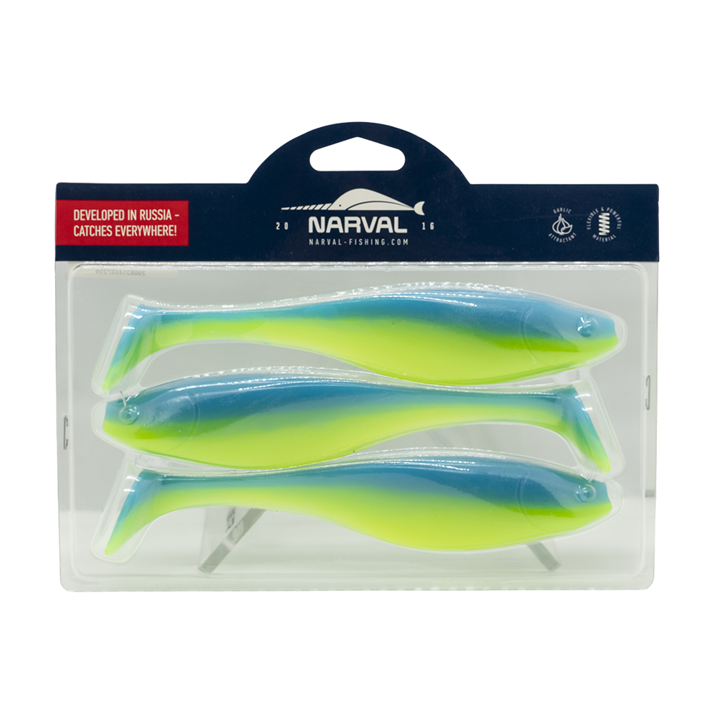 Приманка силиконовая Narval Commander Shad, 180мм, (3шт. упак.) цвет(#016)Blue Mint. Фото №2