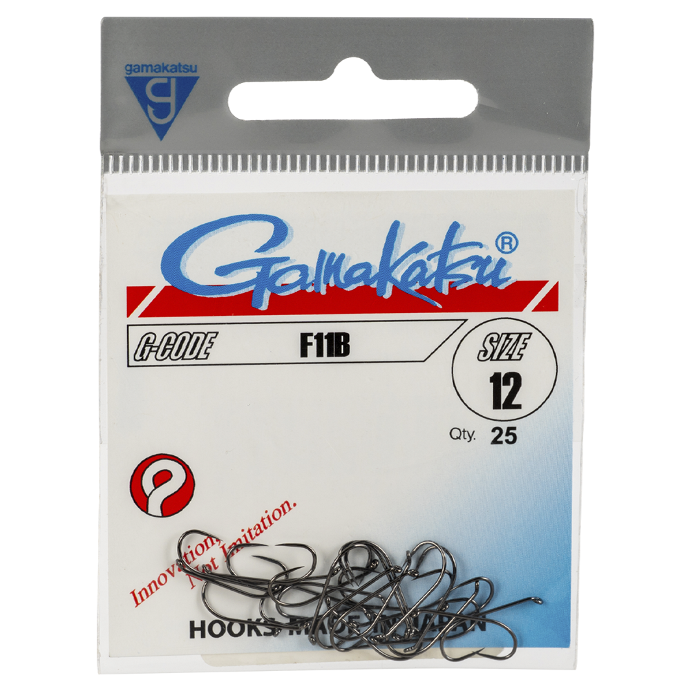 Крючок Gamakatsu Hook F11 Barbless Black №12. Фото №1