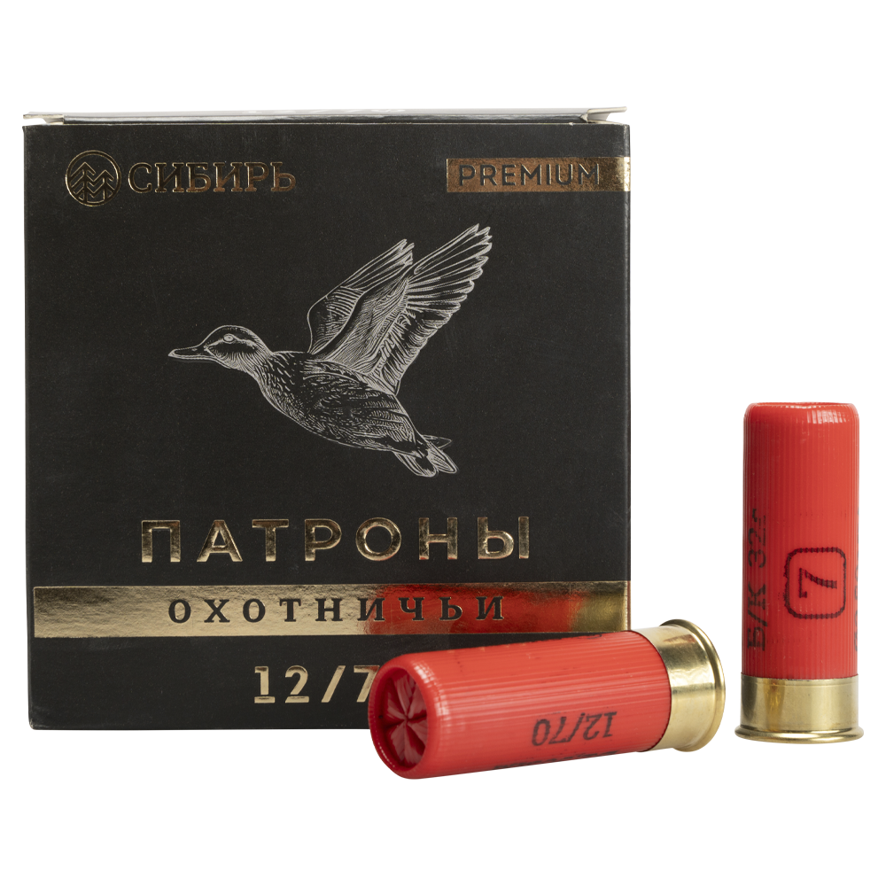 Патрон СИБИРЬ PREMIUM 12/70 охотничий дробовой 32г №7 б/к (CX-2000) (пачка 25 шт) (в коробке 250шт). Фото №1