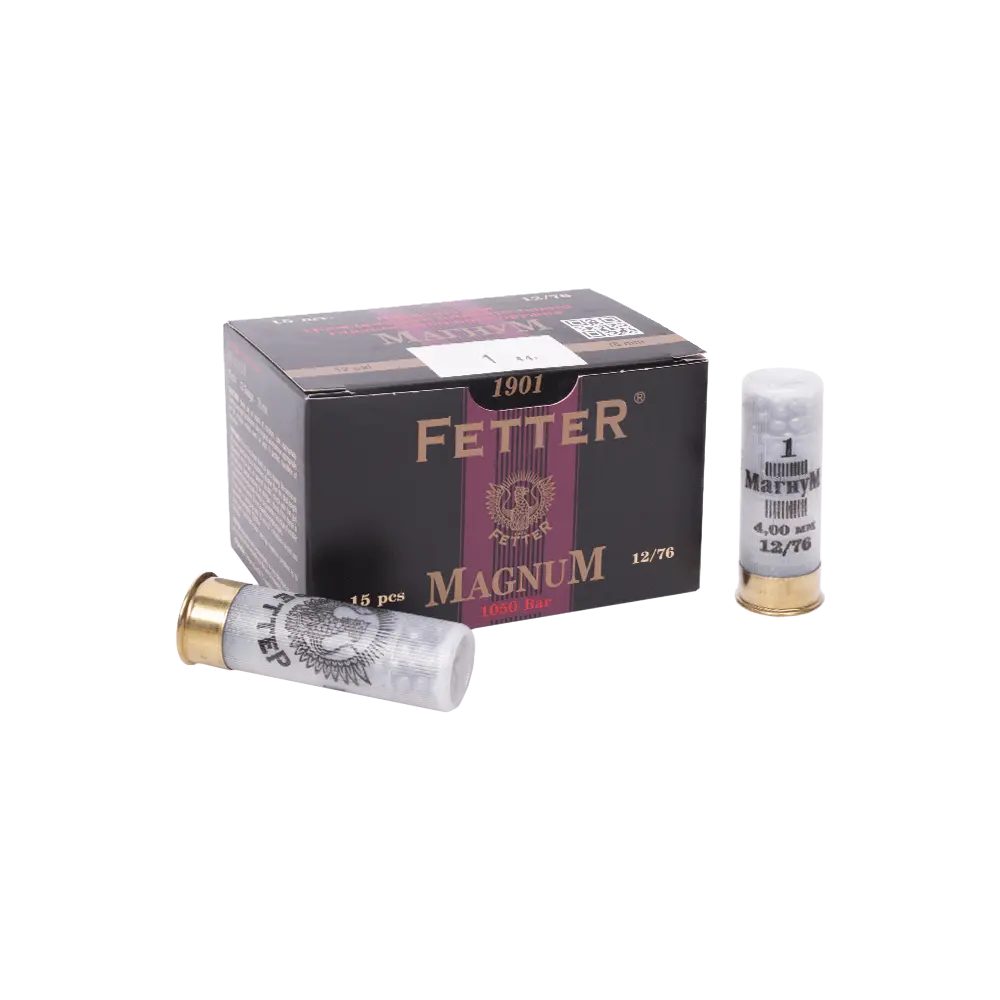 Патрон ФЕТТЕР МАГНУМ 12/76 дробь № 1, 44гр. (в пачке 15 шт.) (в коробке 120 шт.). Фото №2