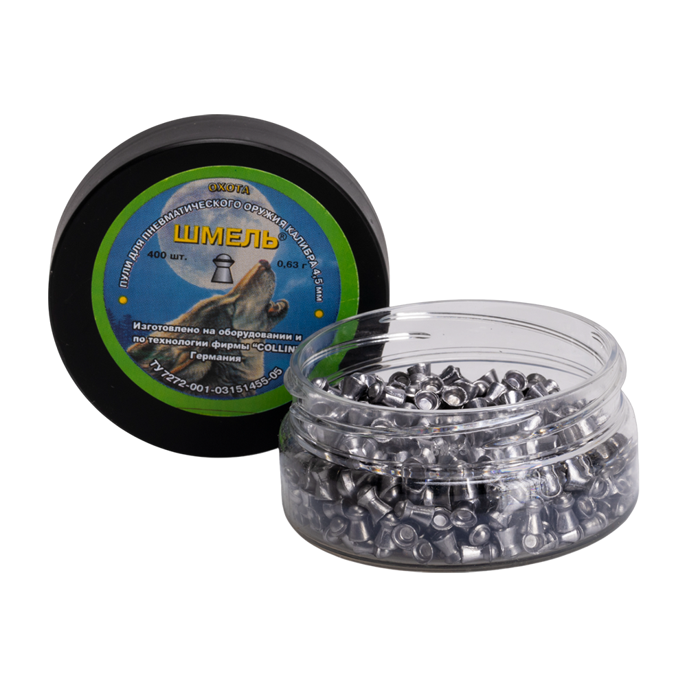 Пуля пневматическая «Шмель» Охота (400 шт.) 0,63 г.  калибр 4,5 (в коробке 40 банок). Фото №2