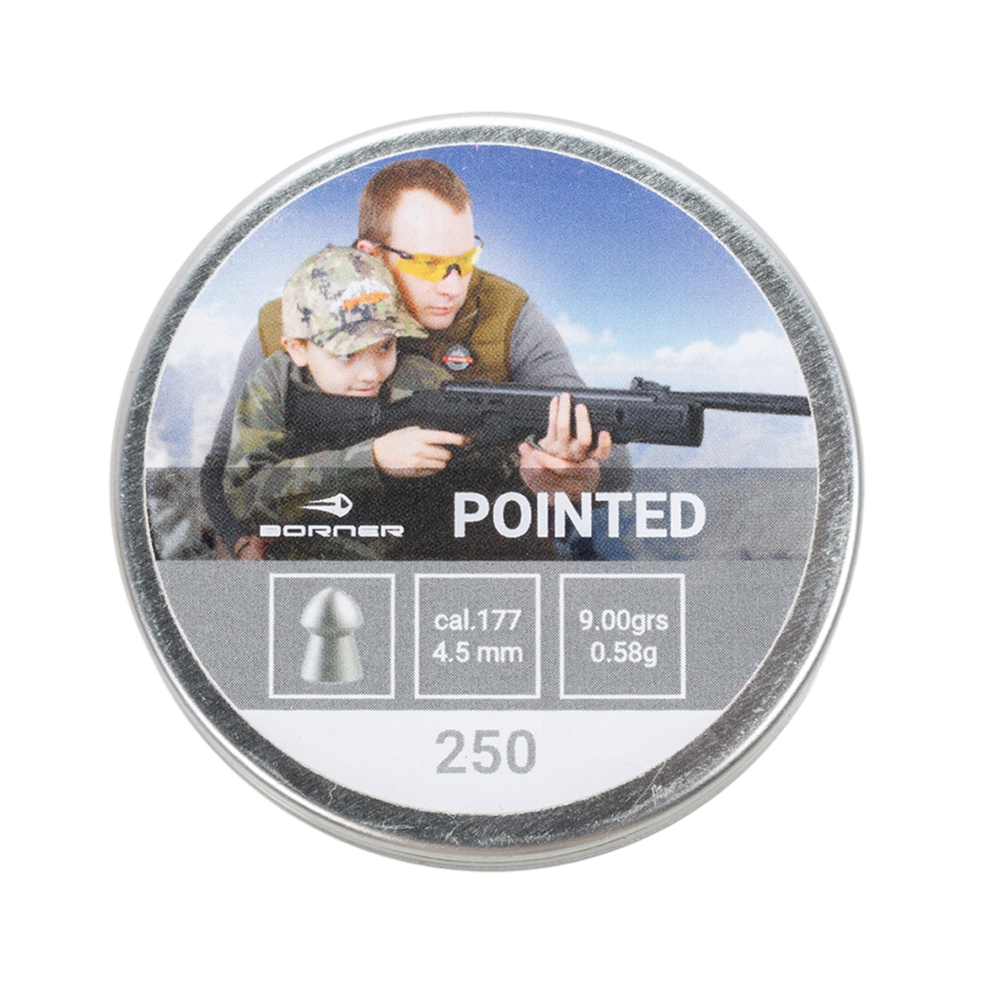 Пуля пневматическая Borner "Pointed", 4,5 (250 шт.) 0,58гр. (65 шт в коробке). Фото №1 Пуля пневматическая Borner "Pointed", 4,5 (250 шт.) 0,58гр. (65 шт в коробке). Фото №1