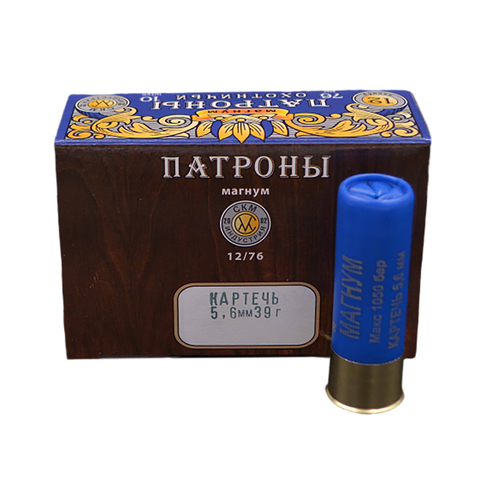 СКМ Патрон охотничий 12/76, 39 гр. Магнум Картечь "Гусь-М" "5,6"(п. Россия) (в пачке 10 шт.). Фото №1 СКМ Патрон охотничий 12/76, 39 гр. Магнум Картечь "Гусь-М" "5,6"(п. Россия) (в пачке 10 шт.). Фото №1
