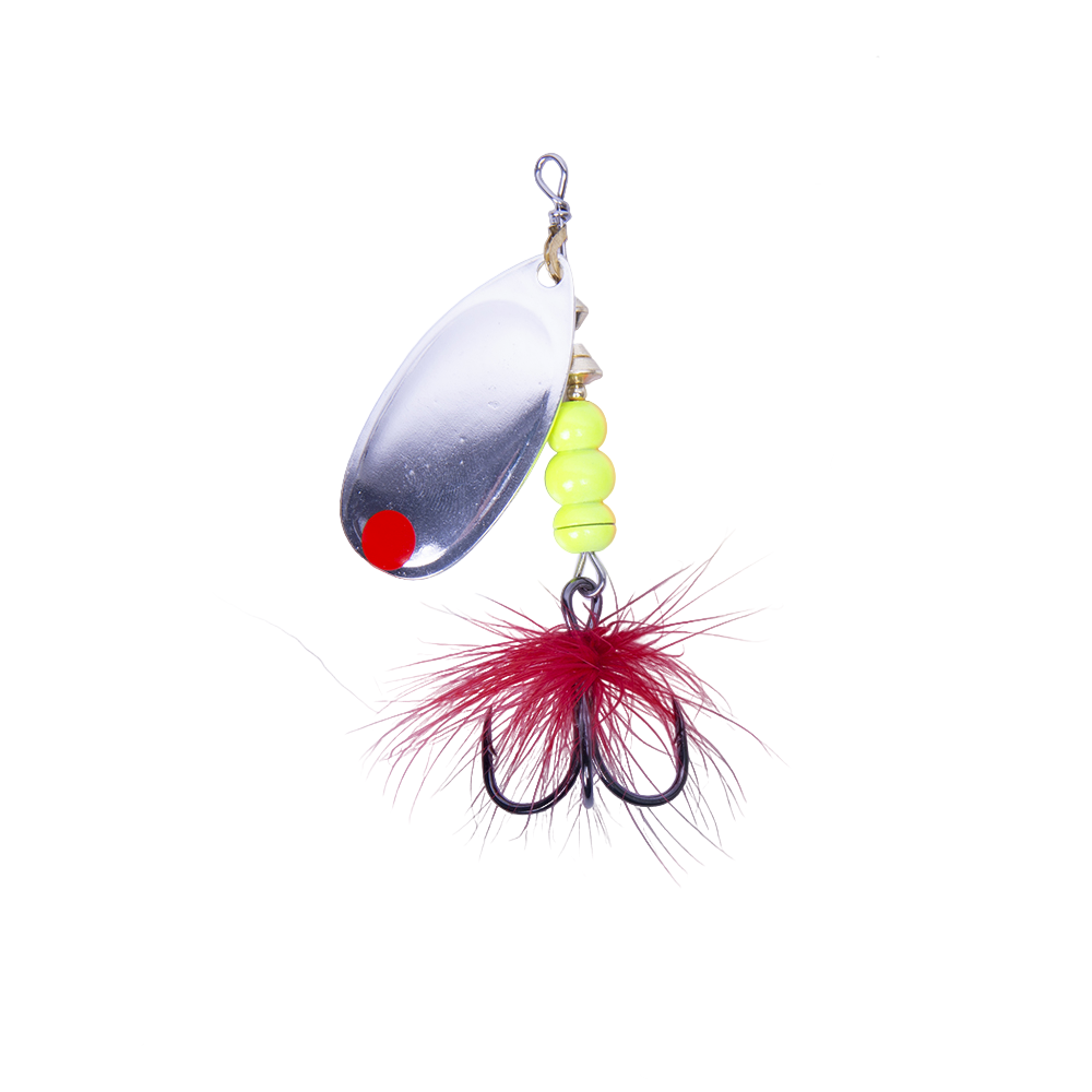 Блесна вращающаяся MADFISH Aglia №4, 9гр, цвет (Silver-red-dot). Фото №2