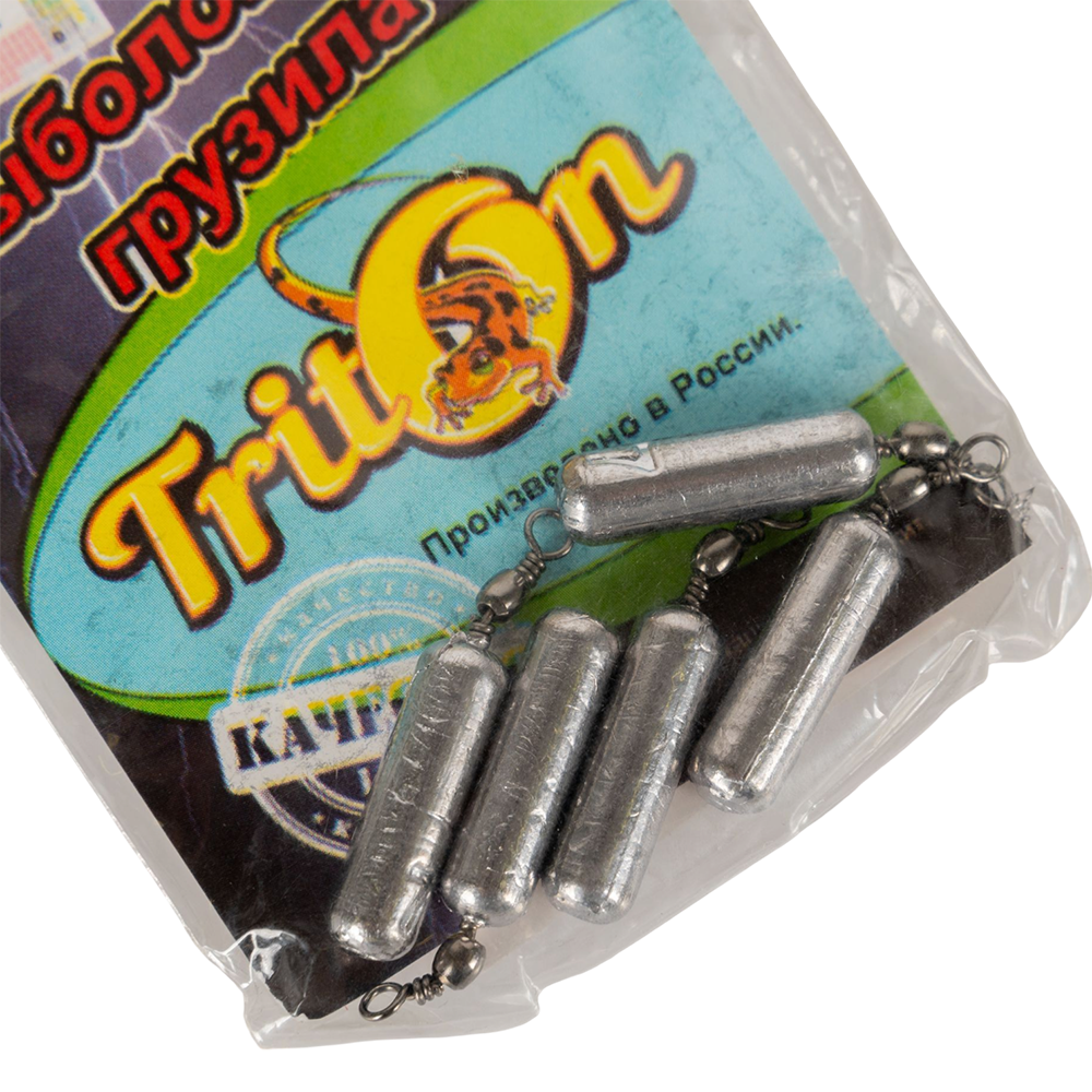 Грузило Цилиндр с вертлюгом для отводного поводка 7гр TritOn (уп. 5шт). Фото №2 Грузило Цилиндр с вертлюгом для отводного поводка 7гр TritOn (уп. 5шт). Фото №2