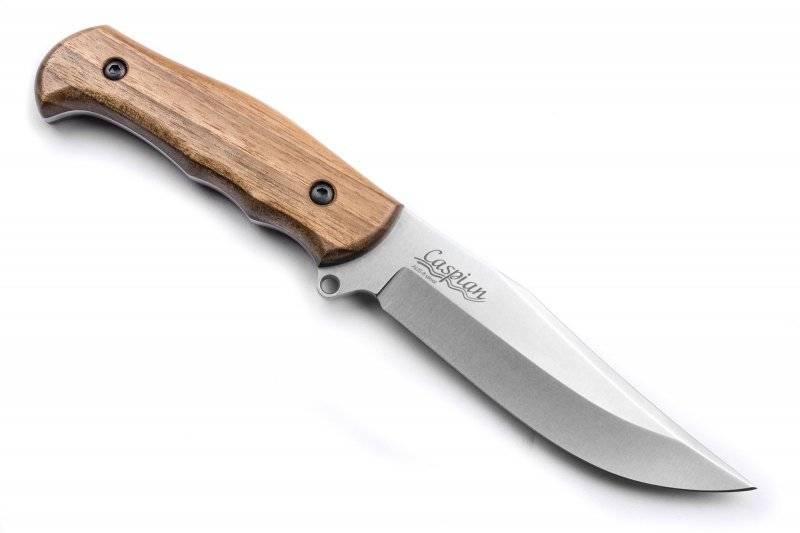 Нож Caspian AUS-8 SW (Stonewash, Дерев. рукоять, Кожаный чехол) . Фото №2