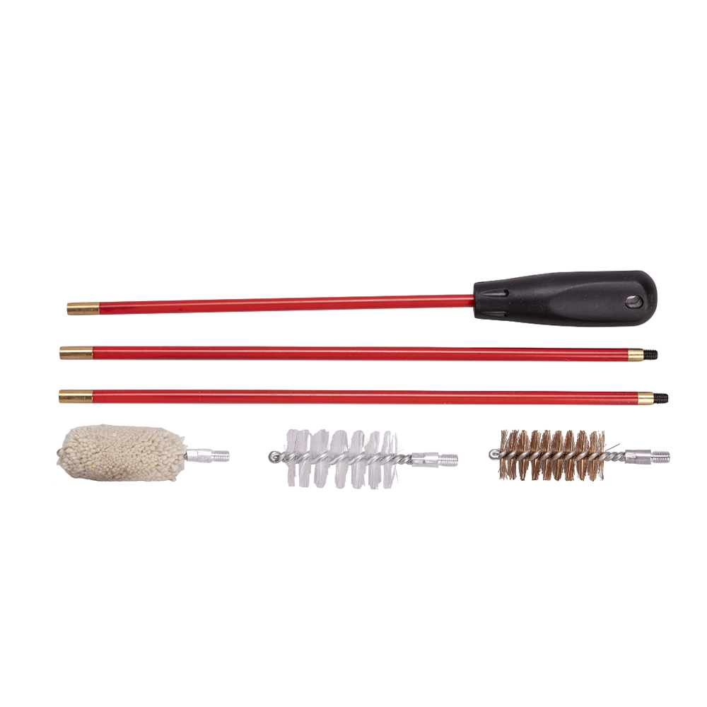 Набор ОхотАктив для чистки ружей, калибр 12 мм в прозрачном кейсе с металлическим шомполом в оплетке. Фото №1