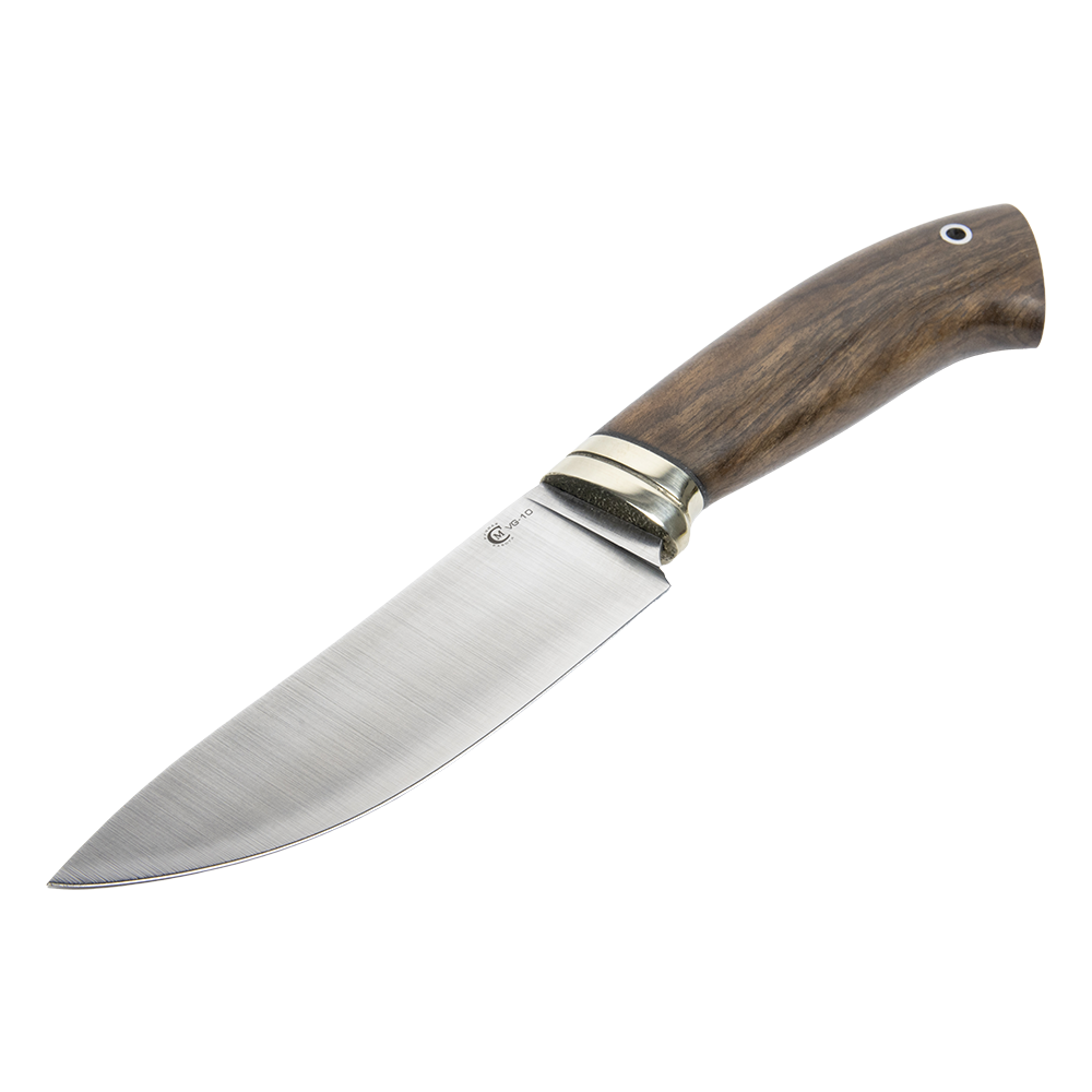 Нож МС "Кайман" ,сталь VG-10, литье мельхиор, орех(кап). Фото №3