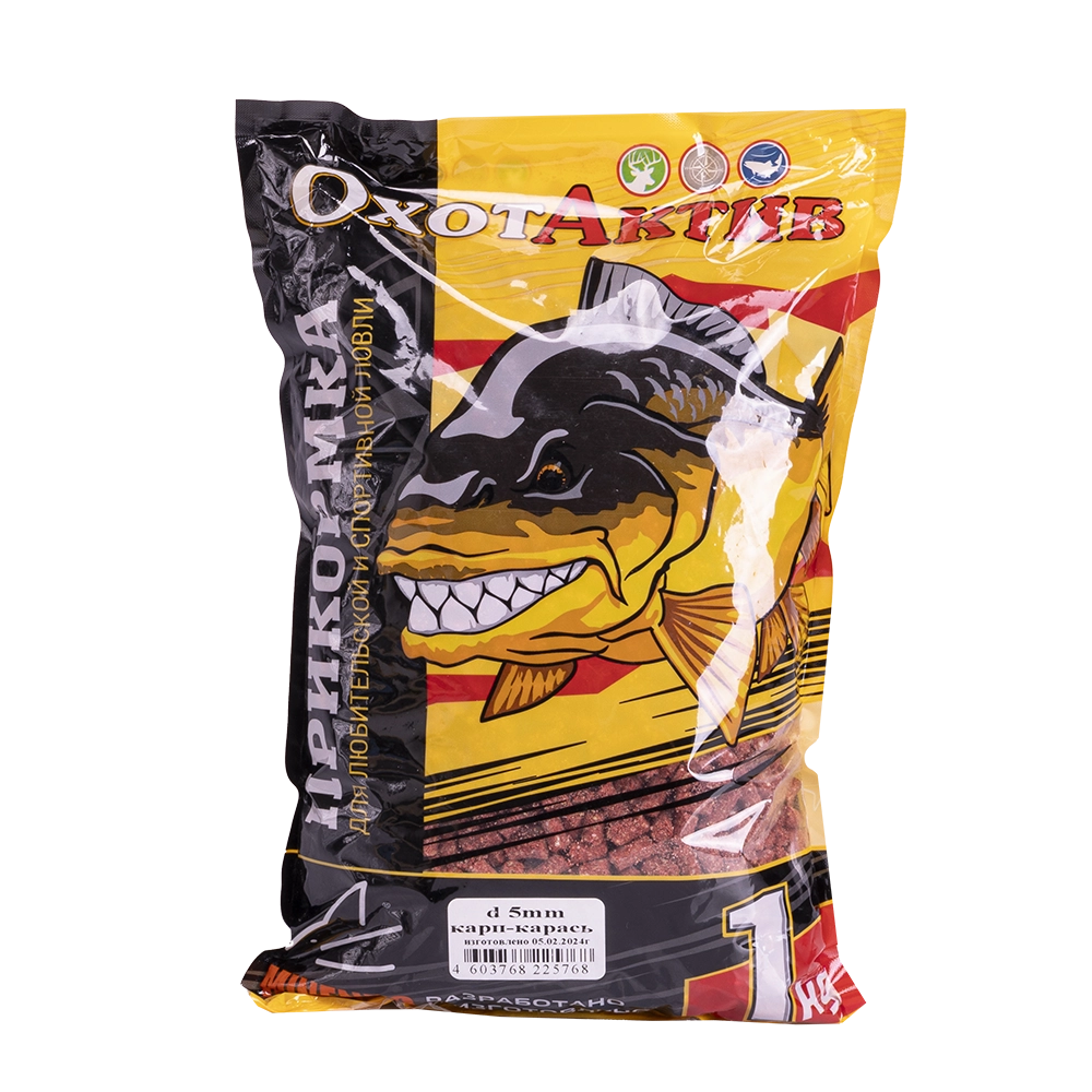 Гранулы «ОхотАктив» 5мм, Карп-карась (1кг) Classic. Фото №1 Гранулы «ОхотАктив» 5мм, Карп-карась (1кг) Classic. Фото №1