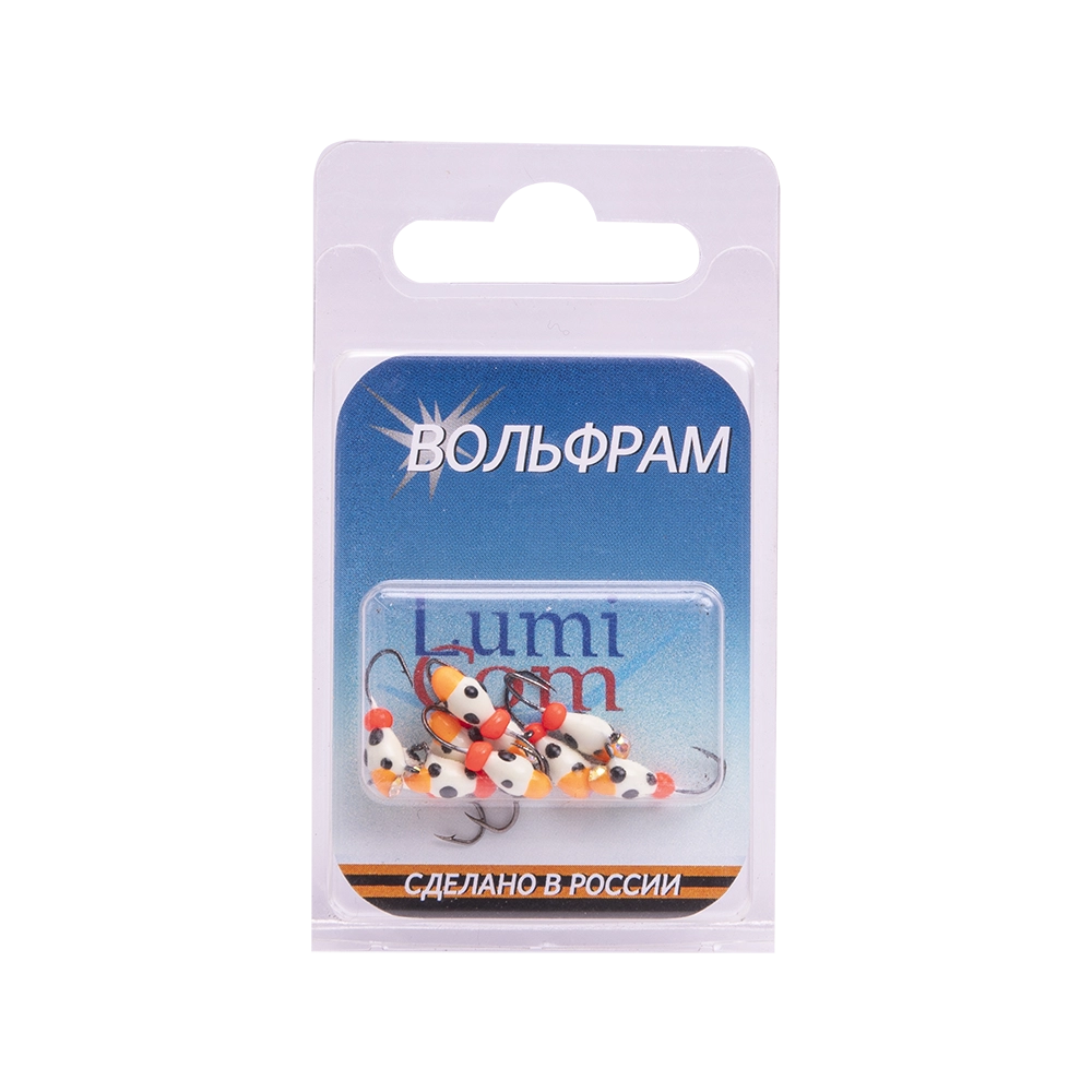Мормышка вольфрамовая LumiCom "Капля с ушком" 3,2мм, цвет (Ptd) обмазка с камнем-точки, (10шт упак). Фото №1