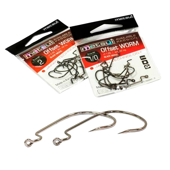 Крючки metsui OFFSET WORM цвет bin размер №2/0 в уп. 6шт.. Фото №1